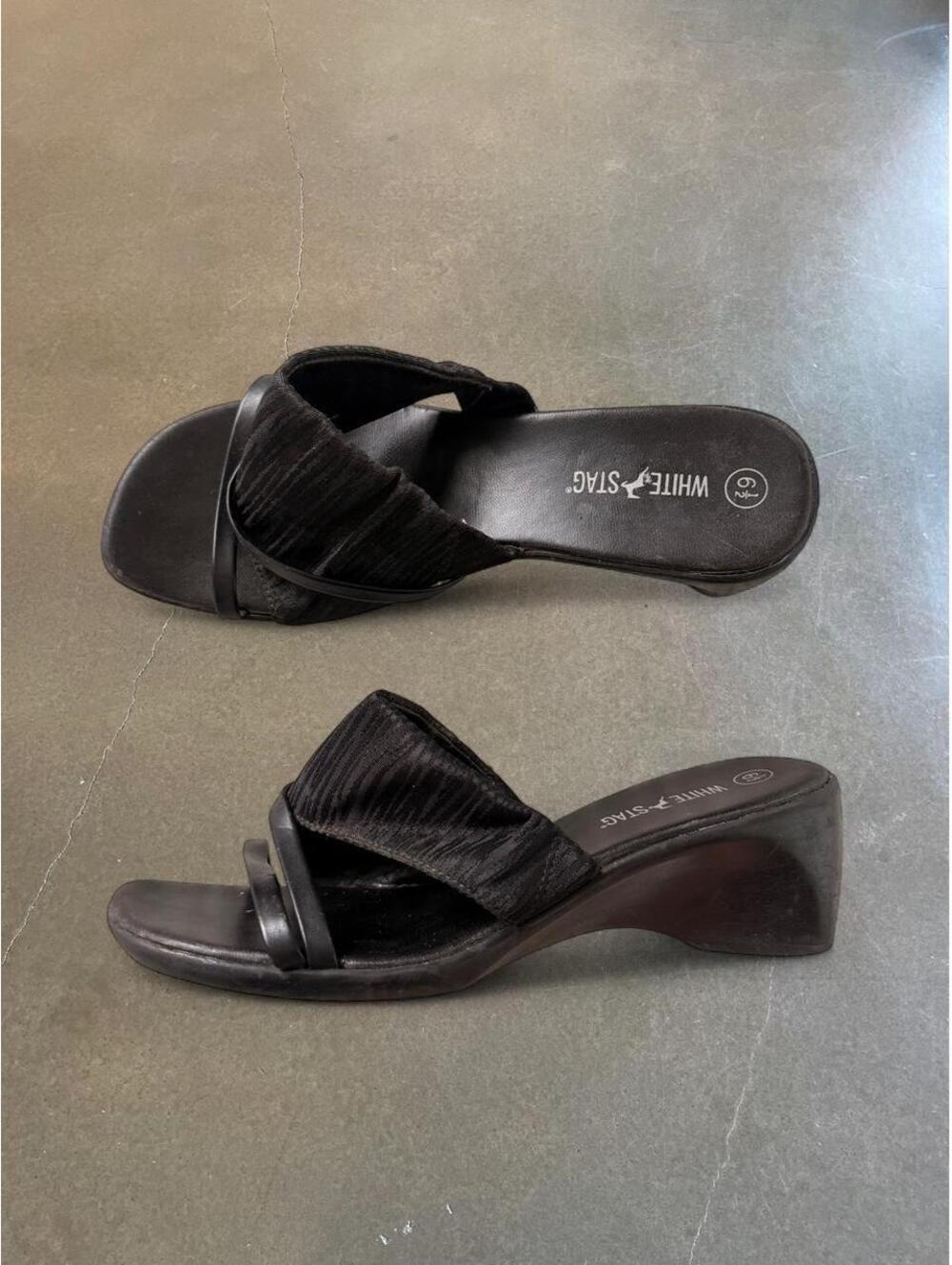 White Stag Y2K Black Strappy Kitten Heel Sandals | Women’s 6.5